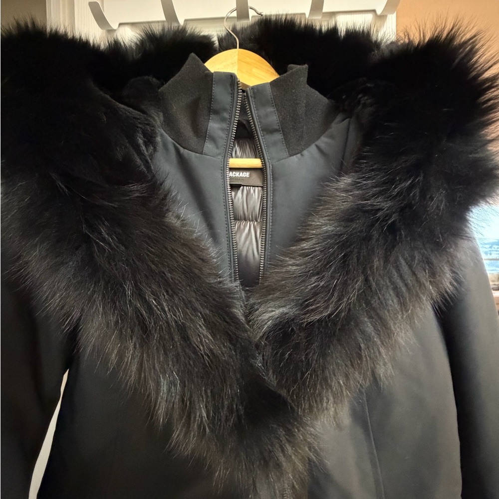Mackage Black Puffer Jacket with Fur Trim